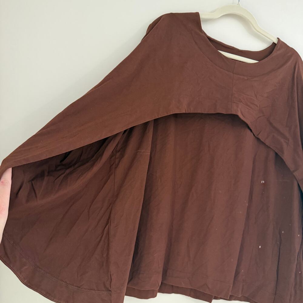 Universal Standard Bat Wing Poncho Style Top Cotton Blend Brown Size Large - Picture 4 of 9